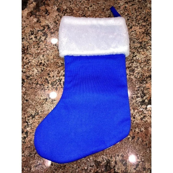 Elf On The Shelf Christmas Stocking w/White Plush Cuff Blue Back Top to Toe - Picture 2 of 2